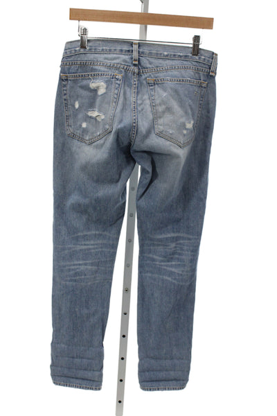 Rag & Bone Jean Womens Boyfriend Jeans Blue Distressed Cotton Mid Rise Size 25