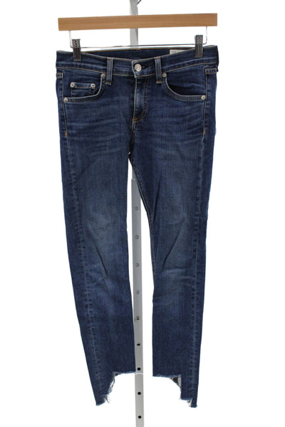 Rag & Bone Jean Women Cropped Skinny Jeans Dark Blue Mid Rise Button Size 25