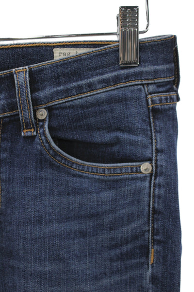 Rag & Bone Jean Women Cropped Skinny Jeans Dark Blue Mid Rise Button Size 25