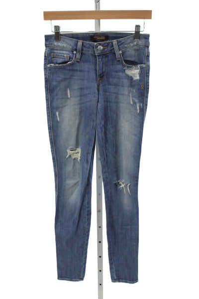 Genetic Denim Womens Skinny Jeans Blue Mid Rise Cotton Blend Size 25