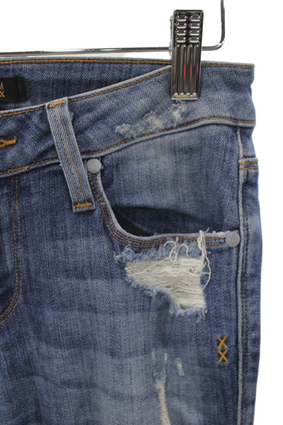Genetic Denim Womens Skinny Jeans Blue Mid Rise Cotton Blend Size 25