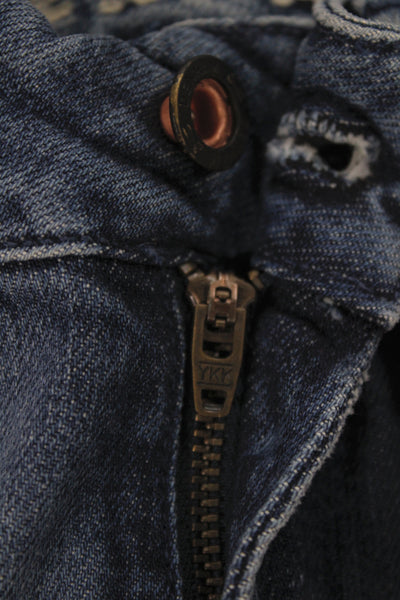 Denham Women Blue Skinny Jeans Cotton High Rise Button Inseam 32 Size 24