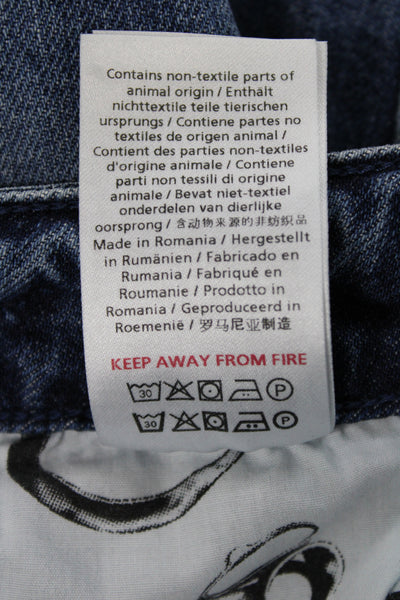 Denham Women Blue Skinny Jeans Cotton High Rise Button Inseam 32 Size 24