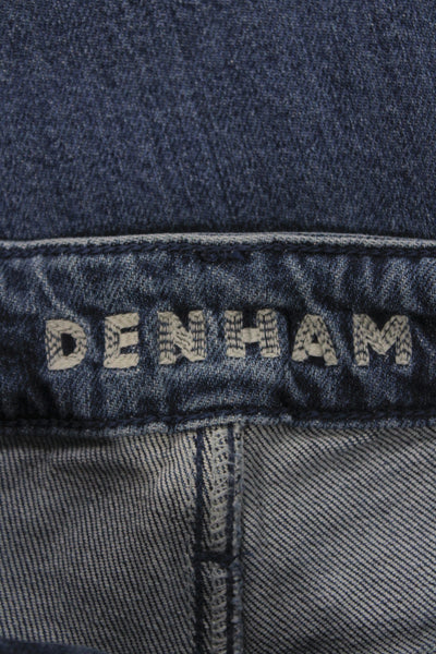 Denham Women Blue Skinny Jeans Cotton High Rise Button Inseam 32 Size 24