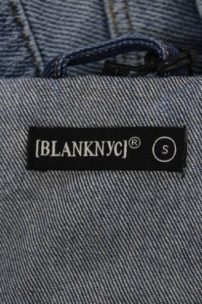 Blank NYC Women Blue Cotton Collared Short Sleeve Stars Button Jacket Size S