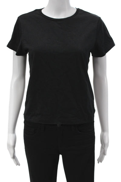 Re/Done Women Basic Black Cotton Crew Neck Short Sleeve T-Shirt Size S