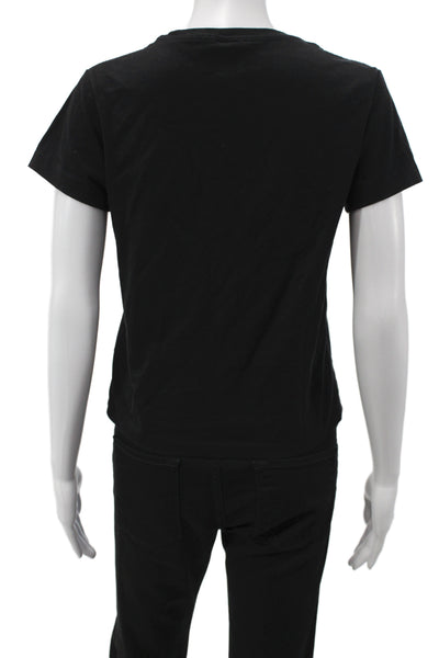 Re/Done Women Basic Black Cotton Crew Neck Short Sleeve T-Shirt Size S