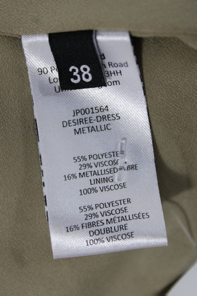 Joseph Women Sheath Dress Gold V-Neck Sleeveless Full-Length Polyester Size 38