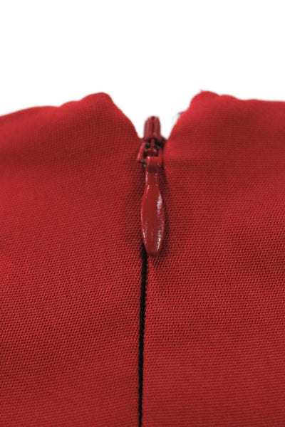 Self Portrait Women Bodycon Dress Red Scoop Neck Long Sleeve Full Length Size 4