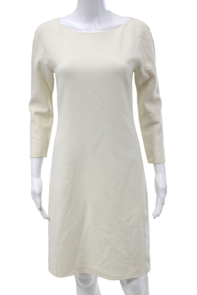 Michael Kors Women Sheath Dress Beige 3/4 Sleeve Round Neck Knee Length Size 4