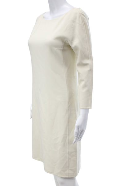 Michael Kors Women Sheath Dress Beige 3/4 Sleeve Round Neck Knee Length Size 4