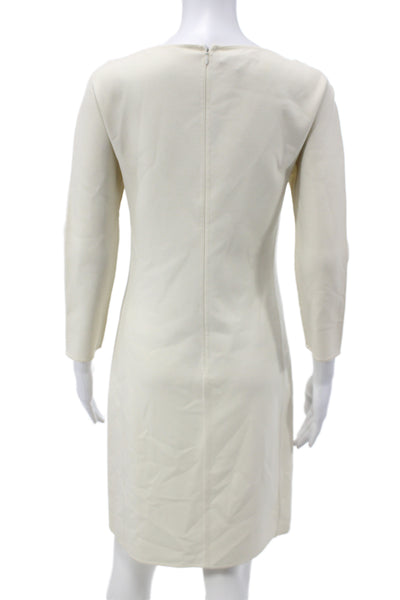 Michael Kors Women Sheath Dress Beige 3/4 Sleeve Round Neck Knee Length Size 4