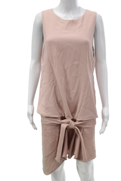 Jay Ahr Women Pink Sleeveless Shift Dress Knee Length Round Neck Size 38