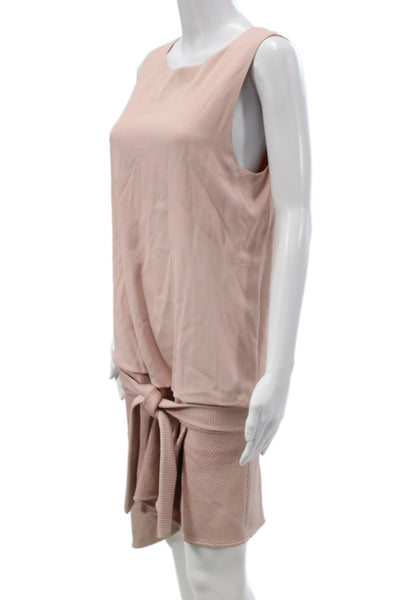 Jay Ahr Women Pink Sleeveless Shift Dress Knee Length Round Neck Size 38