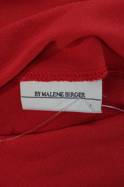 By Malene Birger Womens Shift Dress Red Boatneck Long Sleeve Mid Calf Size S