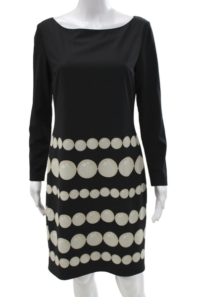 Boutique Moschino Women Sheath Black Long Sleeve Knee Length Dress Size 10