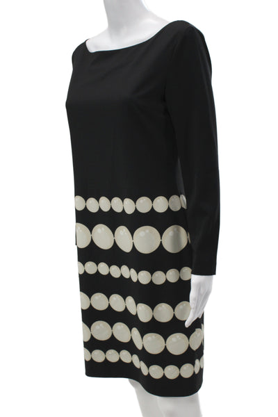 Boutique Moschino Women Sheath Black Long Sleeve Knee Length Dress Size 10