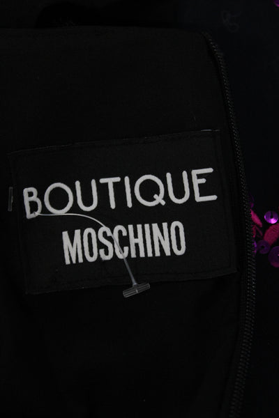 Boutique Moschino Women Sheath Black Long Sleeve Knee Length Dress Size 10