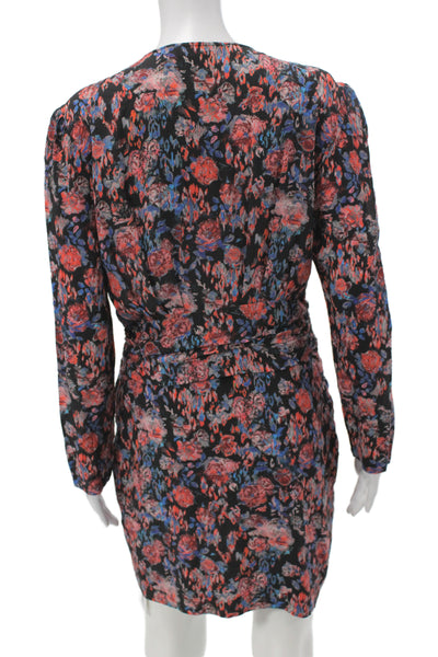 IRO Women Wrap Silk Floral Long Sleeve Dress Multicolor Size 42