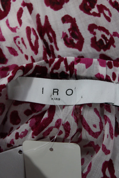IRO Women Kaftan Shirt Dress Pink Animal Print V-Neck Long Sleeve Size 40
