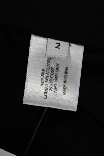 Proenza Schouler Womens Pleated Striped Silk Knee Length Skirt Black Size 2