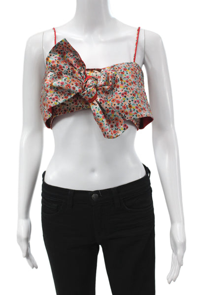 Silvia Tcherassi Women Cropped Floral Silk Sleeveless Tank Multicolor Size L