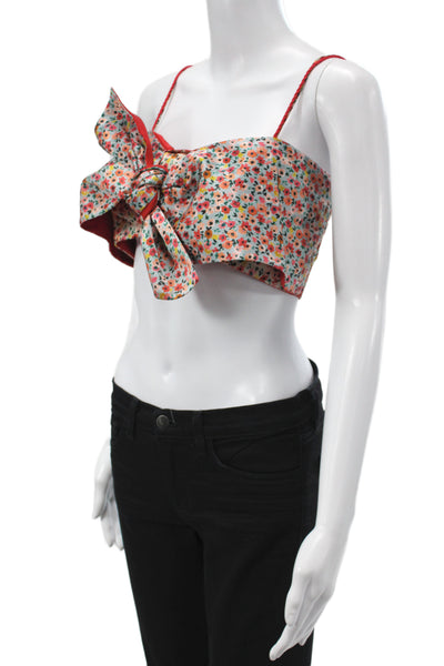 Silvia Tcherassi Women Cropped Floral Silk Sleeveless Tank Multicolor Size L