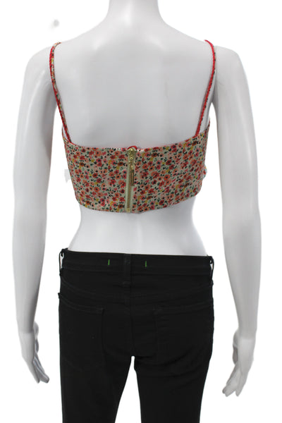 Silvia Tcherassi Women Cropped Floral Silk Sleeveless Tank Multicolor Size L