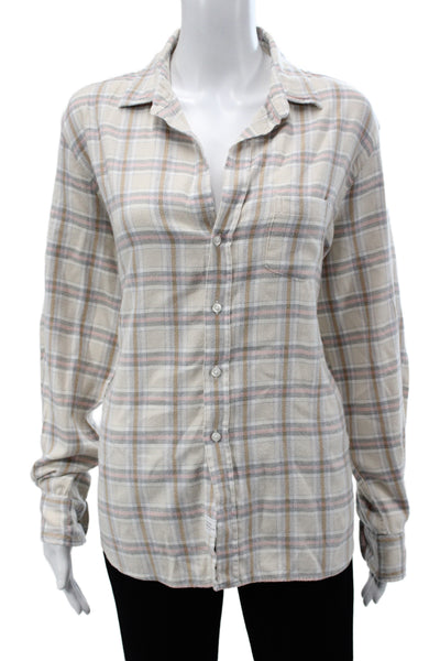Frank & Eileen Womens Plaid Cotton Blend Collared Button-Up Long Sleeve Size L