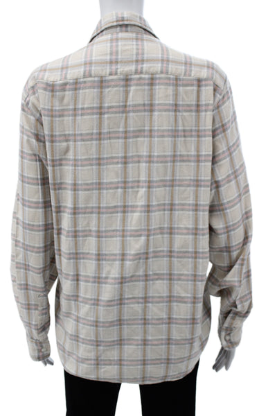 Frank & Eileen Womens Plaid Cotton Blend Collared Button-Up Long Sleeve Size L