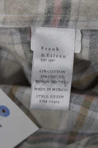 Frank & Eileen Womens Plaid Cotton Blend Collared Button-Up Long Sleeve Size L
