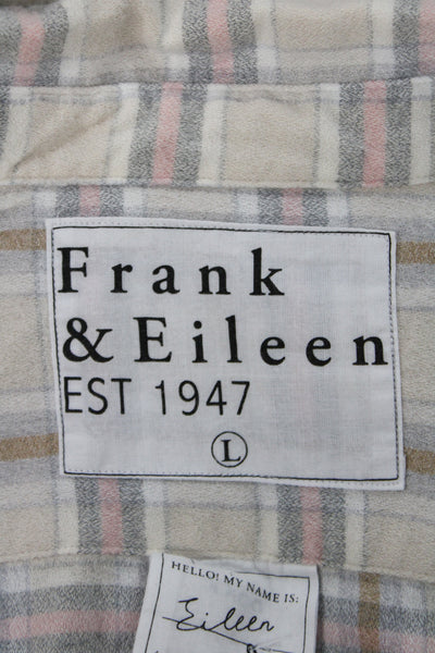 Frank & Eileen Womens Plaid Cotton Blend Collared Button-Up Long Sleeve Size L