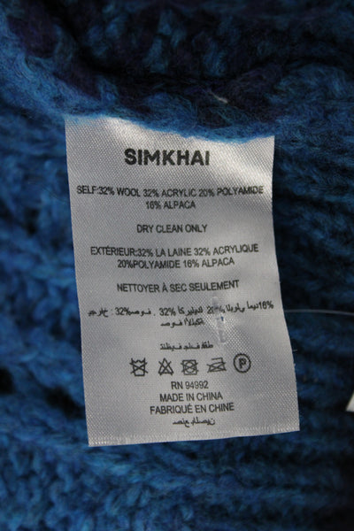 Simkhai Unisex Cardigan Blue V-Neck Button Long Sleeve Wool Alpaca Size S
