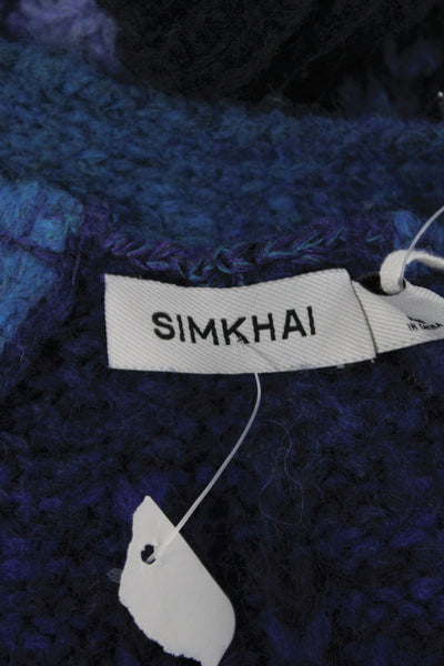 Simkhai Unisex Cardigan Blue V-Neck Button Long Sleeve Wool Alpaca Size S