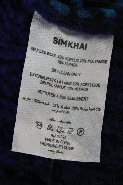 Simkhai Unisex V-Neck Cardigan Blue Button Long Sleeve Size XS