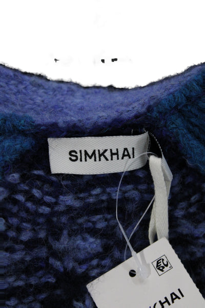 Simkhai Unisex V-Neck Cardigan Blue Button Long Sleeve Size XS