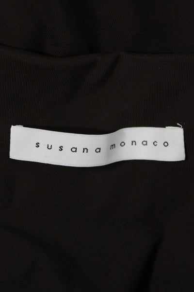 Susana Monaco Womens Basic Brown Sweetheart Long Sleeve Blouse 90% Nylon Size S