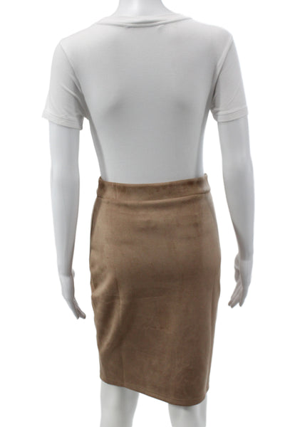 Susana Monaco Womens Sleeveless Square Neck Outfit Set Beige Short Skirt Size S