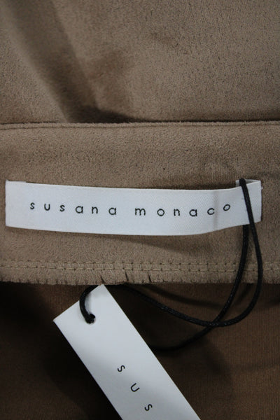 Susana Monaco Womens Sleeveless Square Neck Outfit Set Beige Short Skirt Size S