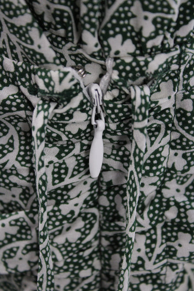 Veronica Beard Women Bodycon Green Floral V-Neck Silk Dress Size 00