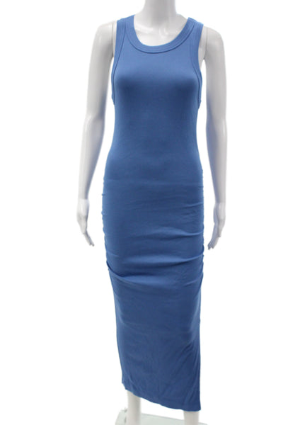 Michael Stars Women Bodycon Long Sleeveless Blue Dress Round Neck Size S