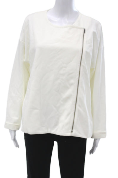 Eileen Fisher Womens Zip Jacket White Long Sleeve Size M
