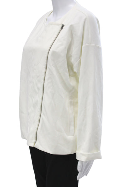 Eileen Fisher Womens Zip Jacket White Long Sleeve Size M