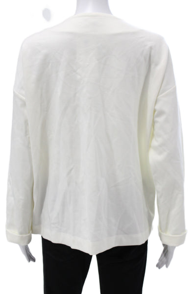 Eileen Fisher Womens Zip Jacket White Long Sleeve Size M