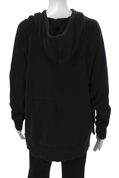 Athleta Women Pullover Hoodies Black Mock Neck Drawstring Long Sleeve Size M