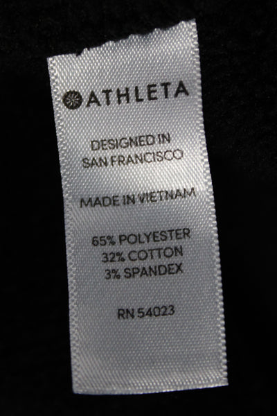 Athleta Women Pullover Hoodies Black Mock Neck Drawstring Long Sleeve Size M