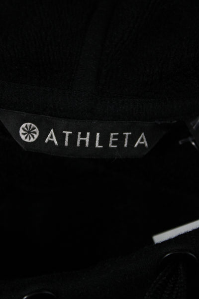 Athleta Women Pullover Hoodies Black Mock Neck Drawstring Long Sleeve Size M