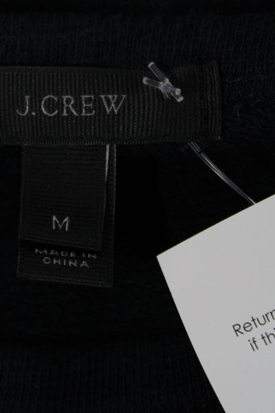 J Crew Unisex Pullover Sweatshirt Dark Blue Striped Zip Long Sleeve Size M