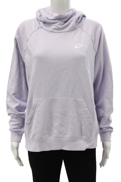 Nike Womens Purple Cowl Neck Pullover Hoodie Cotton Blend Long Sleeve Size M