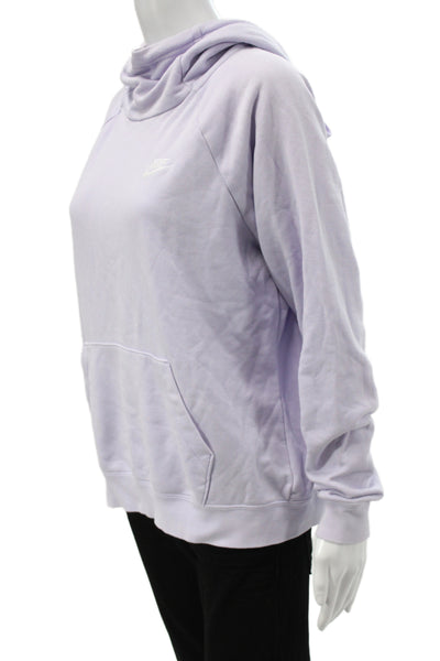 Nike Womens Purple Cowl Neck Pullover Hoodie Cotton Blend Long Sleeve Size M